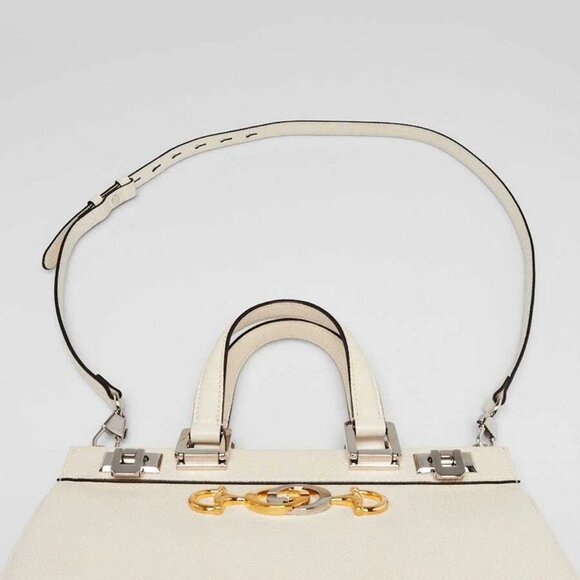 Gucci White Grainy Leather Zumi Small Tote Bag - Picture 7 of 12